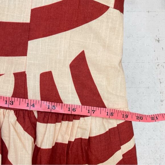 NWT Mon Renn Surreal Midi Dress Tropico Print Red Size Large Cotton Vacation - Picture 10 of 12